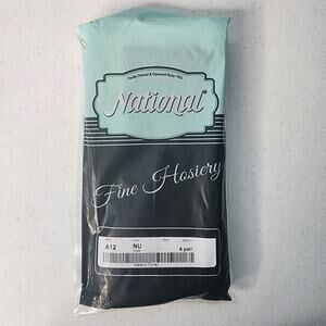 New National Fine Hosiery Knee High Stockings 6 PAIR Nude Style A12